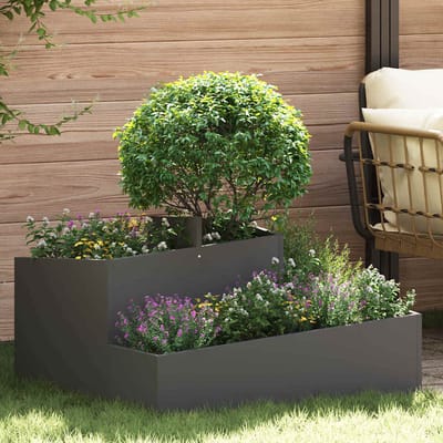 vidaXL - Plantenbak - Zwart - 80 - x - 80 - x - 50 - cm - Koudgewalst - staal