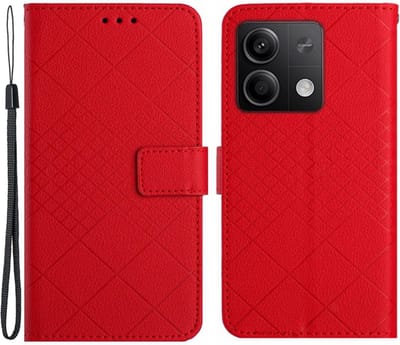Coverup Hoesje - Geschikt voor Xiaomi Redmi Note 13 4G Hoesje - Coverup Rhombus Book Case - Rood