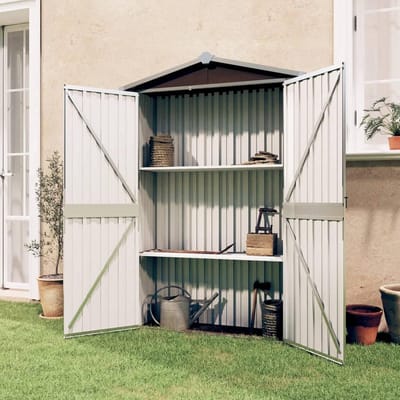 Gereedschapsschuur - Tuinhuis Opbergkast - Tuingereedschap Opbergen - Verzinkt Staal Constructie - 116 x 45 x 175 cm - Bruin