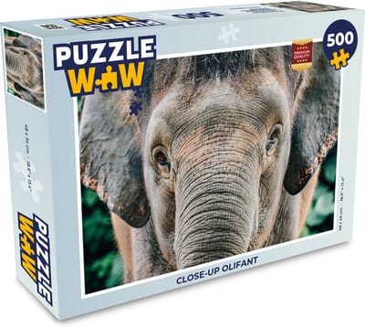 Puzzel Close-up olifant - Legpuzzel - Puzzel 500 stukjes