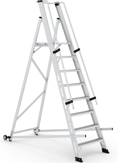 Wixor opvouwbare magazijntrap | 8 Treden | Opvouwbaar | Bordestrap | Industrieel platform | Opvouwbaar | Magazijntrap
