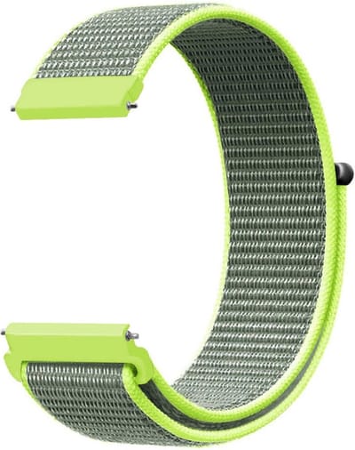 Nylon bandje - geschikt voor Garmin Venu 2s / 3s / 4 (41mm) / Vivoactive 4s / Forerunner 255s / 265s - Huawei Watch GT 5 Pro - 42mm / GT 6 / GT 5 / GT 4 - 41mm - fluoriserend geel