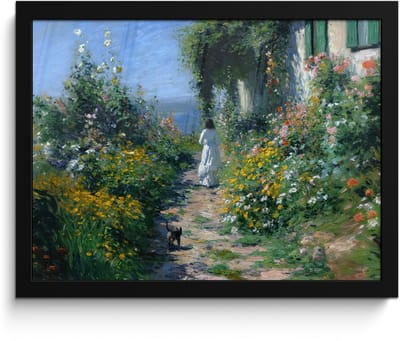 Poster in lijst - Fotolijst 40x30 cm - Posters - Kat - Vrouw - Bloemen - Huis - Posterlijst zwart - Decoratie - Wanddecoratie woonkamer - Muurdecoratie slaapkamer