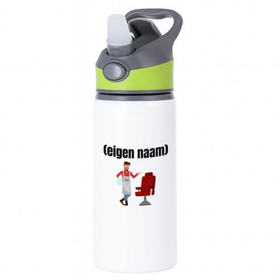 Hacebo® - kapper met eigen naam waterfles met rietje groen - Kapper - iemand die kapper is - barbershop - cadeau - verjaardag - zelf gepersonaliseerd - water fles - 650ML