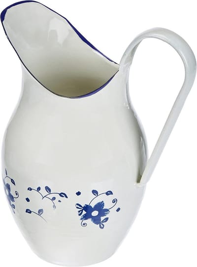 Waterkruik Bolle Vorm 2,5 Liter Geëmailleerd Staal Wit/Blauw