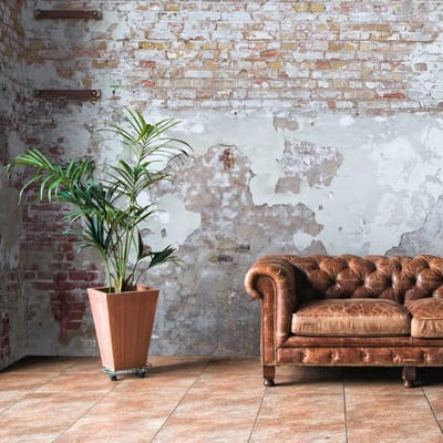 Fotobehang Profhome 392261-GU vliesbehang hardvinyl warmdruk in reliëf glad in baksteen look mat grijs bruin crèmewit 3,71 m x 2,8 m