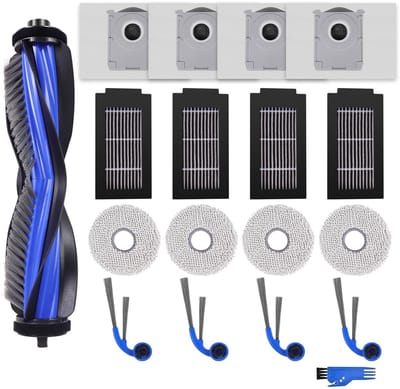 Dailygoods- Reserveaccessoires Compatibel met Ecovacs Deebot T30C OMNI - 1 Hoofdborstel - 4 Filters - 4 Zijborstels - 4 Dweildoeken - 4 Stofzakken - 1 Reinigingsborstel - Robotstofzuiger Onderdelen