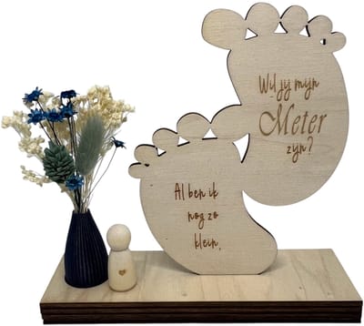 Tekstbord Wil je mijn METER zijn? | voetjes | blauw |meter vragen | meter worden | meter worden | cadeau meter | Doosje met een vraag