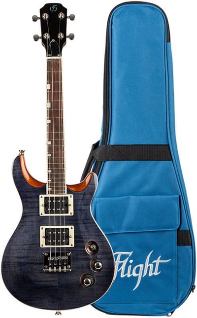 Flight Vanguard Transparent Black – Elektrische Solidbody Tenor Ukulele met 2 Humbuckers