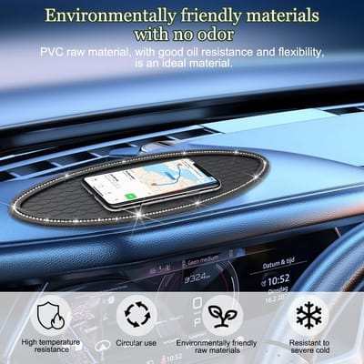 Dailygoods- Antislipmat 2 Stuks - Ovaal Dashboardmat - Driedimensionaal Honingraatontwerp - PVC - Universeel - 9,5x30cm