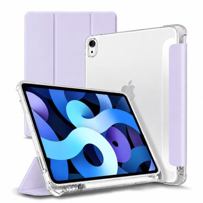 Tolvia Tablet Hoes - Geschikt voor Apple iPad 11 (2025 A16) / Apple iPad 10.9 (2022) - Met Pencil Houder & Transparante Acryl Achterkant - Paars