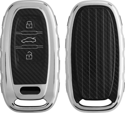 kwmobile Sleutelhoesje geschikt voor Audi A6 A7 A8 Q7 Q8 3-knops autosleutel Keyless - Autosleutel hoesje - Sleutelhoes - hoogglans zilver