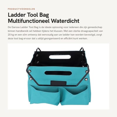 Dailygoods- Ladder Tool Bag - Waterdichte Lining - Oxford Materiaal - 5 Zijvakken - Capaciteit 20 kg - Eenvoudige Installatie - Multifunctioneel - Gereedschapstas