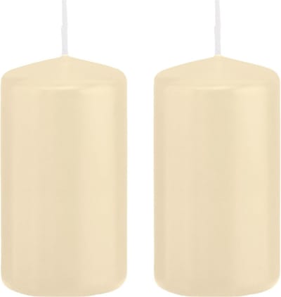 2x Cremewitte cilinderkaarsen/stompkaarsen 6 x 12 cm 40 branduren - Geurloze kaarsen - Woondecoraties