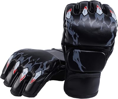 Bokshandschoenen Halve Vingers - Kickbokshandschoenen Trainingshandschoenen - Sport Training - Ergonomische Pasvorm Ademend - Volwassen Unisex - Zwart