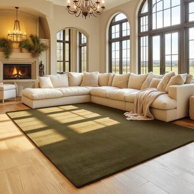 Vloerkleed Groen 240x340 cm - Antislip, Wasbaar en Zacht - Modern Effen Design voor Woonkamer, Slaapkamer, Keuken en Kinderkamer