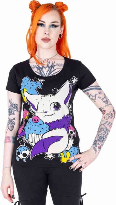 Cupcake Cult - Cupcake Bat Dames Tshirt - S - Zwart