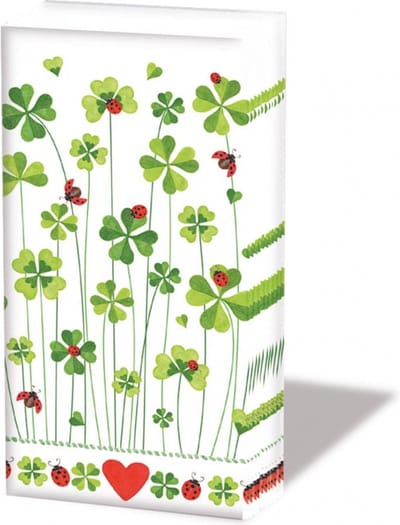 Ambiente - Papieren zakdoeken - Good luck - 6 pakjes = 60 zakdoeken - Klaver 4 - Lieveheersbeestje - Tafeldecoratie - Geluk - Aardigheidje - Bedankje - Geschenkenlaantje