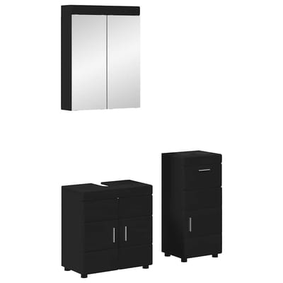 vidaXL - Badkamermeubel - Set - TULUM - 3 - st - Zwart - 60 - x - 34 - x - 63 - cm