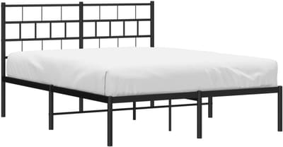 Tweepersoonsbed met Hoofdbord - Metalen Bedframe Zwart 120x200 cm - Stevig Ledikant