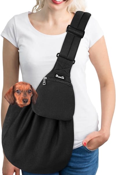 Reistas Huisdieren - Heuptas Puppy - Wandelen Buiten - Verstelbare Gevoerde Riem - Tot 5kg - Zwart