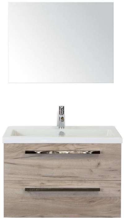 Seville Badmeubelset 80 cm - Craft Oak - Keramische Wastafel Wit Djazz met Spiegel