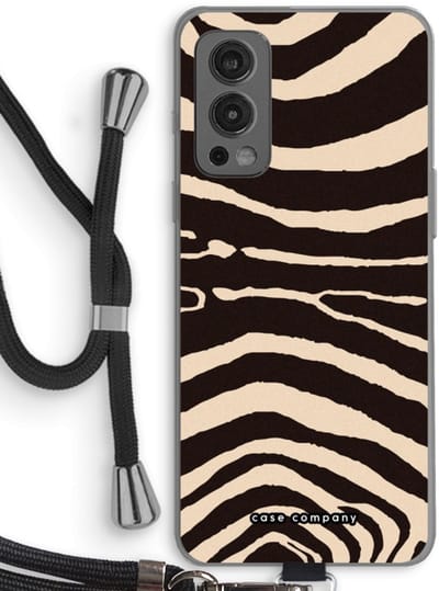 Case Company® - Hoesje met koord geschikt voor OnePlus Nord 2 5G hoesje met Koord - Arizona Zebra - Telefoonhoesje met Zwart Koord - Bescherming aan alle Kanten en Over de Schermrand