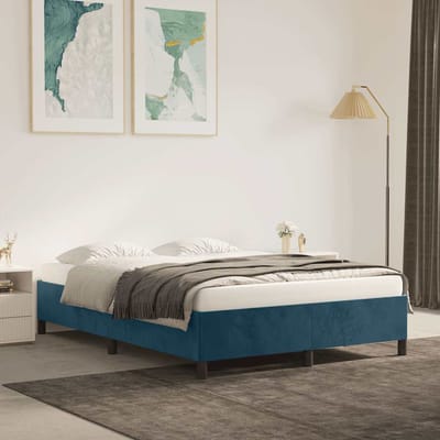 vidaXL - Bedframe - zonder - matras - 140x190 - cm - fluweel - donkerblauw
