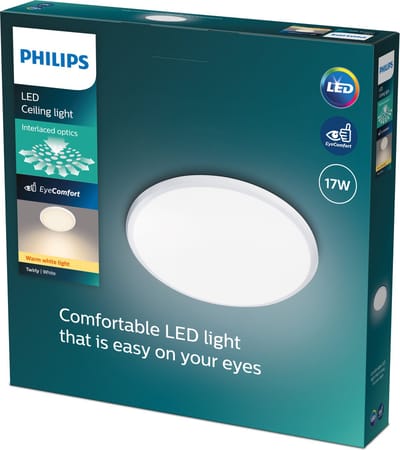 Philips Twirly plafonnière - wit - groot -warmwit licht - 17 W