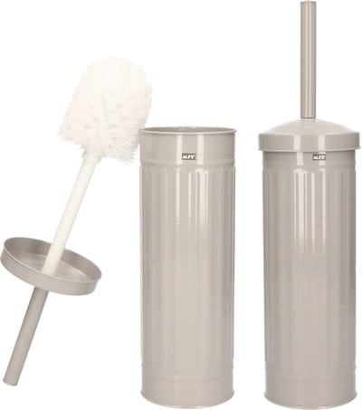 MSV Industrial Toilet/wc-borstel houder - 2x - metaal - licht grijs - 38 cm