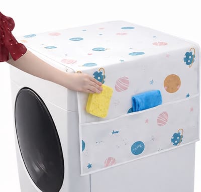 Koelkast Afdekhoes met Opbergvakken – PEVA Waterdicht, Olie- en Stofdicht – Multifunctionele Koelkast Cover met Hangende Opbergtas – Voor Koelkast of Wasmachine – 130×55 cm – Small Planet Design