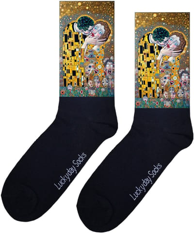 LuckyDay Socks - Klimt sokken - Kunst - Verjaardag cadeau vrouw en man - Vrolijke sokken - Valentijns cadeau - Kerst sokken - Grappige sokken - Leuke dames en heren sokken - Moederdag - Vaderdag - Socks maken Happy - Maat 37-44