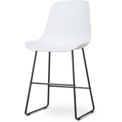 Nolon Nino-Pip Barkruk Wit - Kunststof Zitting - Zwart Onderstel - 65 cm - Kookeiland - Barkruk met Rugleuning