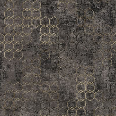Grafisch behang Profhome 374246-GU vliesbehang licht gestructureerd design glanzend zwart goud 5,33 m2