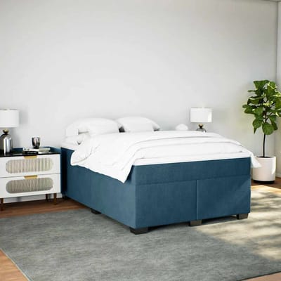 vidaXL - Boxspring - met - matras - fluweel - donkerblauw - 140x190 - cm