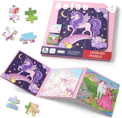 Magnetische Puzzels - Educatief Speelgoed - Reizen en Spelen - 100 Delige Puzzel - 18x18cm - Eenhoorn