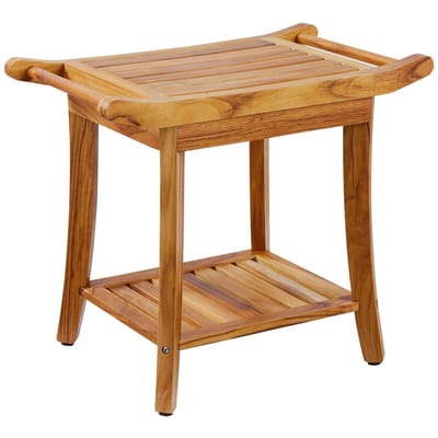 Teak Douchebank 22 x 14,4 x 18,5 inch Houten Douchekruk Stoel voor Badkamer