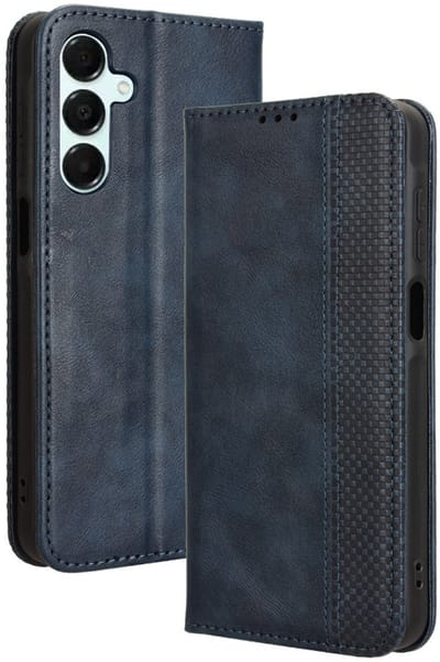 Coverup Hoesje - Geschikt voor Samsung Galaxy A17 / A26 / A16 Hoesje - Coverup Vintage Style Book Case - Blauw