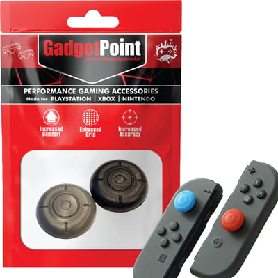 Gadgetpoint - Thumb Grips voor Nintendo Switch Joy-Con Controllers - Gaming Thumbgrips - Performance Anti-Slip Thumbsticks - Bescherming Accessoires - Thumbgrip - Grijs/Zwart