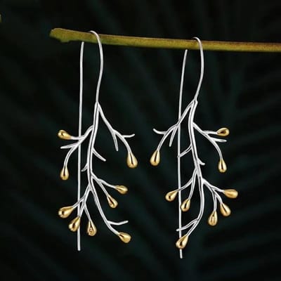 Vintage Goudkleurige Takken Kwast Oorbellen Voor Vrouwen Mode Lange Hangende Oorbellen Bruiloft Sieraden Feest Verjaardag Cadeaus brown