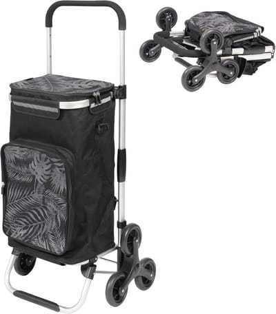 Boodschappentrolley - Handwagen opvouwbaar - Boodschappen vervoeren - Trapklimmer functie - 50 liter - Zwart