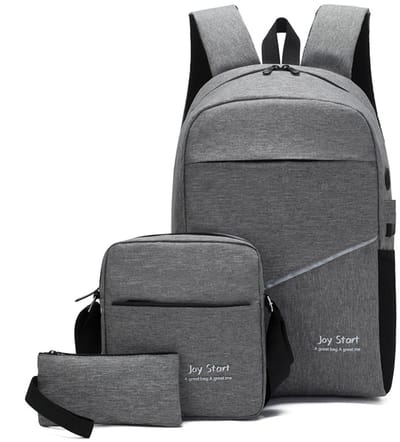 Namajunas - Rugzak - Grote inhoud - Rugzak voor laptop met extern USB-oplaadpoort en audio-aansluiting - Gratis schoudertas en clutch handtasjes - Een ideaal cadeau voor school en werk - Uniseks en draagbaar - Licht en comfortabel - Grijs