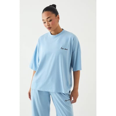 Dames Dsgn Studio Lounge T-shirt Met Korte Mouwen Oversized Superzacht | Lichtblauw | Maat: Small
