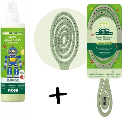 Nosa Protect Triple Action Tea Tree Spray 250ml met appelgeur & Detangler Brush Groen