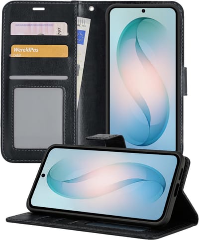 Hoesje - Geschikt voor Samsung Galaxy S26 - Luxe Bookcase - Walletcase Hoes - Portemonnee - Cover - Telefoonhoes - Zwart