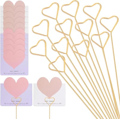 SnelShoppen - Flower Table Card Holders - 40 Stuks Gouden Hartvormige Fotohouders - 30cm - Perfect voor Feesten, Bruiloften, Decoraties met Groetenkaa