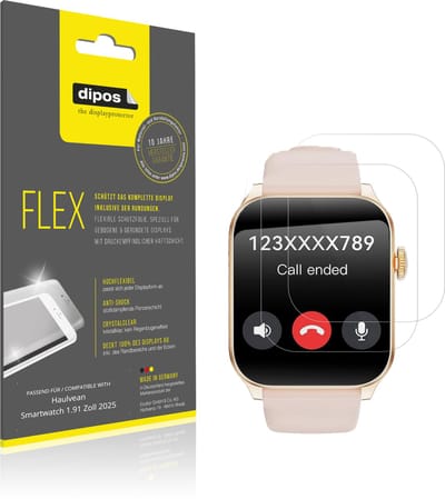 dipos – 2x Beschermfolie geschikt voor Haulvean Smartwatch 1.91 Zoll 2025 | 3D Full Cover Screenprotector | 100% Passend