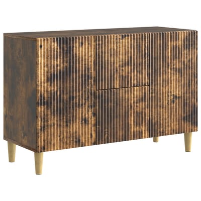 vidaXL - Dressoir - Gerookt - eiken - 89 - x - 34,5 - x - 60 - cm - Bewerkt - hout