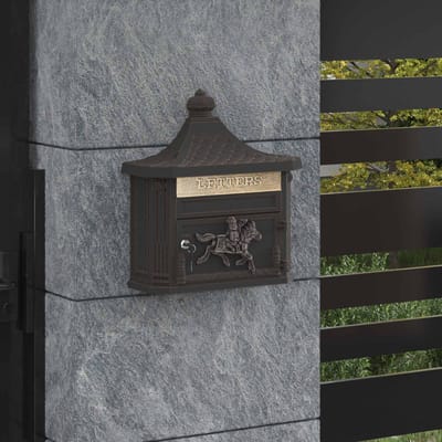 vidaXL - Wandgemonteerde - brievenbus - met - opslag - Brons - 40,5 - x - 16 - x - 45 - cm