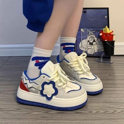 Herfst Niche Design Platform Sportschoenen Student Veelzijdig Amerikaanse Witte Schoenen Dames 40 blauw